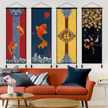 New Chinese Style Canvas Hanging Painting Home Decor Wooden Scroll Living Room Wall Art Printed Poster Room Decor Wall Paintings 2024 - buy cheap