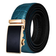 Men Belt Alloy Automatic Buckle Belt High Quality Luxury Famous Brand Blue Crocodile Leather Belts For Men DiBanGu 2024 - buy cheap