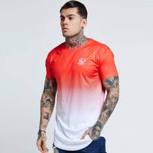 Summer 2021 European And American Men's New Gradient Color SikSilk Casual Color T-Shirt Large Size Hem Short Sleeve 2024 - buy cheap