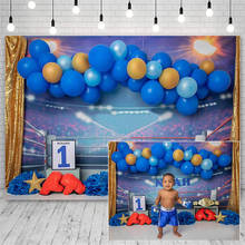 Avezano menino 1st aniversário fotografia fundo boxe anel balão azul chuveiro do bebê retrato esporte pano de fundo para estúdio foto 2024 - compre barato