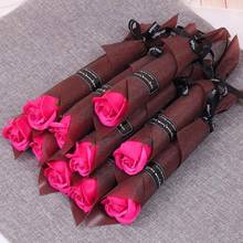 Única haste artificial rosa romântico dia dos namorados casamento festa de aniversário sabão rosa flor vermelho rosa azul 2024 - compre barato