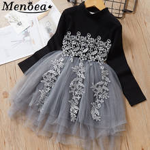Menoea/кружевное платье для девочек летние платья 2020 детское платье принцессы с Блестками одежда с длинными рукавами для девочек вечерние Детские костюмы 2024 - купить недорого