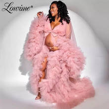 Ilusão rosa vestidos de festa grávida longo ver através da fotografia vestido feminino robes vestido de noite 2021 abiye vestidos de baile 2024 - compre barato