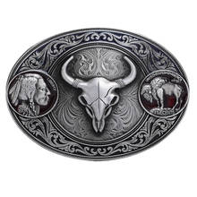Vintage Style Bull Heads Carving Belt Buckle Western Cowboy 2024 - buy cheap
