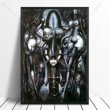 Nt600 pintura a óleo quente hr giger li ii clássico horror arte retro poster impressão da parede imagem da lona sala de estar decoração casa 2024 - compre barato