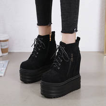 Women Winter New Sexy Super High Heel Chunky Sole Fashion Ankle Boots Platform Round Toe Thick High Heels Short Boots 2024 - buy cheap