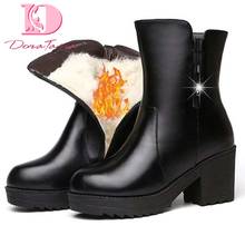 DoraTasia-Botines de felpa con plataforma para mujer, botas gruesas de piel con tacón alto, zapatos de nieve para fiesta, invierno, 2020 2024 - compra barato