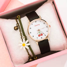 Conjunto de relojes de cuarzo para mujer, pulsera de cuero, informal, regalo para novia 2024 - compra barato