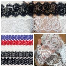 12M / High Quality Eyelash Lace Trim Women's Fashion Apparel Decoration Elegance Eyelash Lace Fabric White and Black RS494 2024 - buy cheap