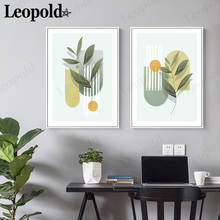 Nordic minimalista planta poster de lona branco verde flor folha flor imagem impressão decoração para casa pintura sem moldura 2024 - compre barato
