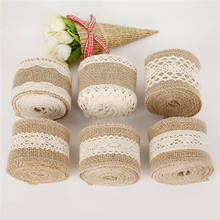 5-6cm 2m/roll Natural Jute Burlap Hessian Ribbon with Cotton Lace DIY Trim Fabric For Sewing Wedding Decoration Accessories 2024 - buy cheap