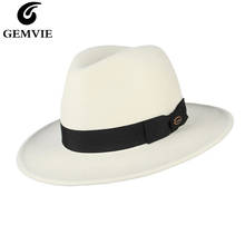 GEMVIE-Sombrero de fieltro de lana para hombre y mujer, gorro de Jazz Panamá, color blanco, para Otoño e Invierno 2024 - compra barato