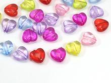 Amuletos de contas de coração transparentes e macios, 200 cores mistas de acrílico 11x10mm, artesanato diy 2024 - compre barato