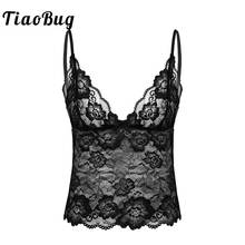 TiaoBug Men's Sissy Lingerie See Through Sheer Lace Adjustable Straps Camisole Vest Crop Top Sexy Nightwear Male Gay Underwear 2024 - compre barato