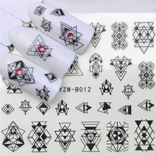 Water transfer nail art sticker for manicure accessories geometric heart cat birds flowers ultra thin foil nail art decals FW002 2024 - buy cheap