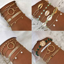 Pulseiras e braceletes de corrente dourada diezi 4 para meninas e mulheres, diversas cores 2024 - compre barato