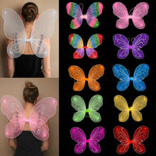 Asas de borboleta para meninas, fantasia de princesa para festa infantil, 10 cores, adereço de fantasia, traje de festa para meninas 2024 - compre barato