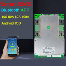 10S 36V Smart Liion литиевая батарея Защитная плата ПК телефон Bluetooth APP 60A 80A 100A 18650 Li-Ion Lipo BMS пакеты баланс JBD 2024 - купить недорого