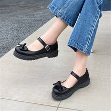 PXELENA Vintage Chunky Low Heels Mary Janes Shoes Butterfly-knot Girls Casual Comfort Student School Shallow Pumps Black Brown 2024 - buy cheap