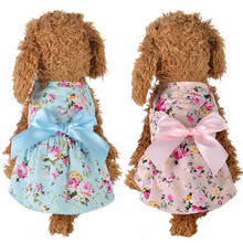 Ropa para cachorros y perros, disfraz de verano para perros pequeños, vestido de princesa dulce, decoración de fiesta de cumpleaños con lazo 2024 - compra barato