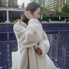 Модная Высококачественная роскошная норковая шуба, корейское зимнее пальто с капюшоном для женщин 2020, женская меховая куртка Mulheres Casacos Zjt432 2024 - купить недорого