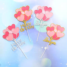 Air Balloon Happy Birthday Cupcake Topper Pink Heart I Love You Wedding Cake Topper For Wedding Kids Birthday Cake Decorations 2024 - buy cheap