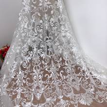 GLace 1Y/lot off white European flower mesh embroidery sequins lace sewing fabric for wedding dress home decoration TX1414 2024 - buy cheap