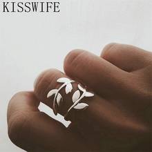 Женское Открытое кольцо с листьями оливкового дерева, обручальное кольцо серебристого цвета с регулируемыми суставами Пальцев, бижутерия 2024 - купить недорого