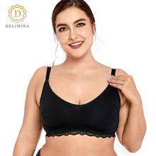 Delimira Women's Lace Soft Wirefree Non Padded Full Coverage Plus Size Cotton Bra 2024 - buy cheap