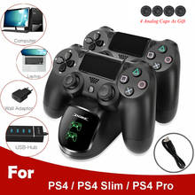 Док-станция USB для контроллеров PS4, док-станция для быстрой зарядки джойстиков, двойная подставка для контроллеров Playstation 4, PS4 Slim / PS4 Pro 2024 - купить недорого
