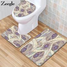 Zeegle 3pcs Toilet Mat Set Anti-slip Bathroom Doormat Shower Mat Flannel Toilet Pedestal Rug Absorbent Foot Mat Bathroom Mat Set 2024 - buy cheap