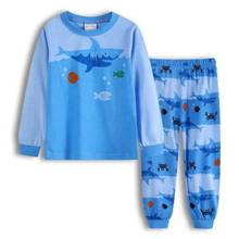 Varejo! Conjunto de pijama infantil de manga longa, pijama para crianças com desenho estampado de peixe e tubarão 2024 - compre barato