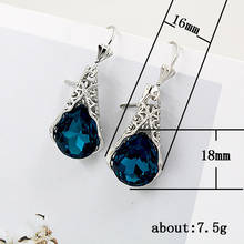 Modyle prata cor brincos azul gota de água cristal cz pedra dangle brincos feminino/meninas brincos longos moda jóias 2024 - compre barato