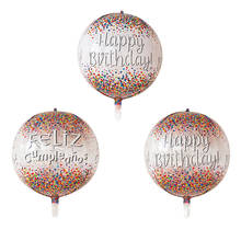 Globos de aluminio para fiesta de cumpleaños, Globos transparentes de helio, coloridos, de 22 pulgadas, 4D, inglés, español, 10/20/50 Uds. 2024 - compra barato