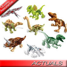 Christmas  Jurassic Dinosaur Building Blocks Tyrannosaurus World Rex Velociraptor Park 8 Figures Bricks Children Toys 2024 - buy cheap