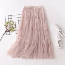 long pleated mesh skirt women casual high waist pleated skirt summer spring elegant work office lady long skirt female faldas 2024 - buy cheap