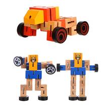 1pcs Wooden Transformation Robot Cars Montessori Kids Early Education Action Figure Toys For Children Christmas Birthday Gift 2024 - buy cheap