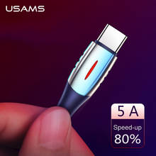 Usb-кабель USAMS Type-C, 5 А, кабель быстрой зарядки Type-C для Huawei P30, P20, Mate20 Pro, OPPO, кабель для передачи данных 2024 - купить недорого