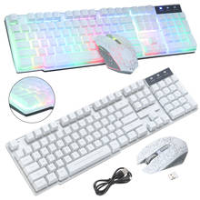 Teclado e mouse gamer sem fio, para ps4, xbox one 1, conjunto durável 2.4ghz, com iluminação rgb, teclado luminoso e mouse 2400dpi 2024 - compre barato