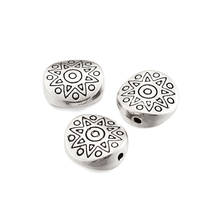 20 pcs Tibetan Antique Silver Color Beads Flat Round with Star Beads For Jewelry Making Bracelet Necklace Accessories 10x4mm 2024 - compre barato