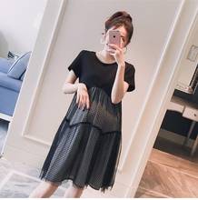 Maternity clothing summer new version of the lattice fashion lace mesh splicing fashion A version of pregnant hot mom dress 2024 - buy cheap