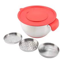 Stainless Steel Salad Bowls With Grater Set Non-Slip Silicone Base/Handle DIY Cake Baking Egg Beater Bowl Kitchen Cooking Tools 2024 - buy cheap