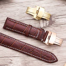 wristband Bracelet Watch Band Alligator Grain Men Women Genuine Leather Watch strap Butterfly Buckle 14mm 16mm 18mm 20mm 22mm 2024 - buy cheap