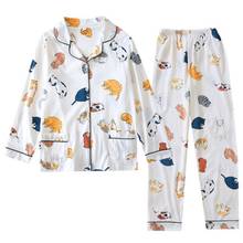 Daeyard 100% Cotton Pajamas Set For Women 2 Pcs Overall Printed Pyjamas Homewear Soft Sleepwear Spring Long Sleeve White Pijamas 2024 - купить недорого