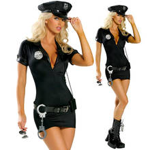 Disfraz de Cosplay de mujer policía Sexy negra de talla grande S-3XL disfraz de policía de mujer Sexy vestido de fantasía para mujer adulta de Halloween 2024 - compra barato