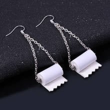 Creative Funny Toilet Paper Earrings Fashion Statement Towel Paper Roll Hook White Drop Earrings For Women Girl Jewelry Gift 2024 - buy cheap