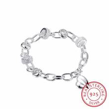 925 prata esterlina pêssego coração charme pulseira para mulheres jóias de prata fina simples pulseira pulseiras festa de casamento presente 2024 - compre barato