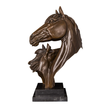 Cabeça de bronze de cavalo mãe e filho estátua escultura de amor de casal de animal busto chinês zodíaco arte para decoração de casa 2024 - compre barato
