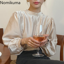 Nomikuma blusa feminina coreana metade de gola alta, pulôver casual manga longa folhada sólida 2020 6 d585 2024 - compre barato
