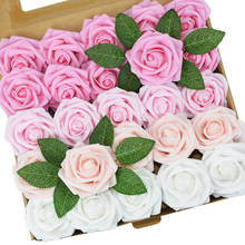 25pcs/box PE Foam Rose Flower Artificial Leaves with Box Wedding Bridal Bouquet Valentine's Day Gift Home Decoration Fake Flower 2024 - buy cheap
